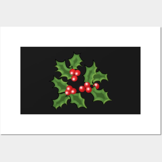 Pretty Holly Berries Wall Art by StephJChild